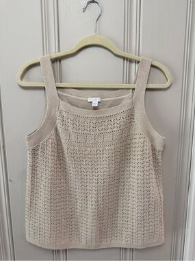 J. Jill Neutral Beige Knit Square-Neck Tank